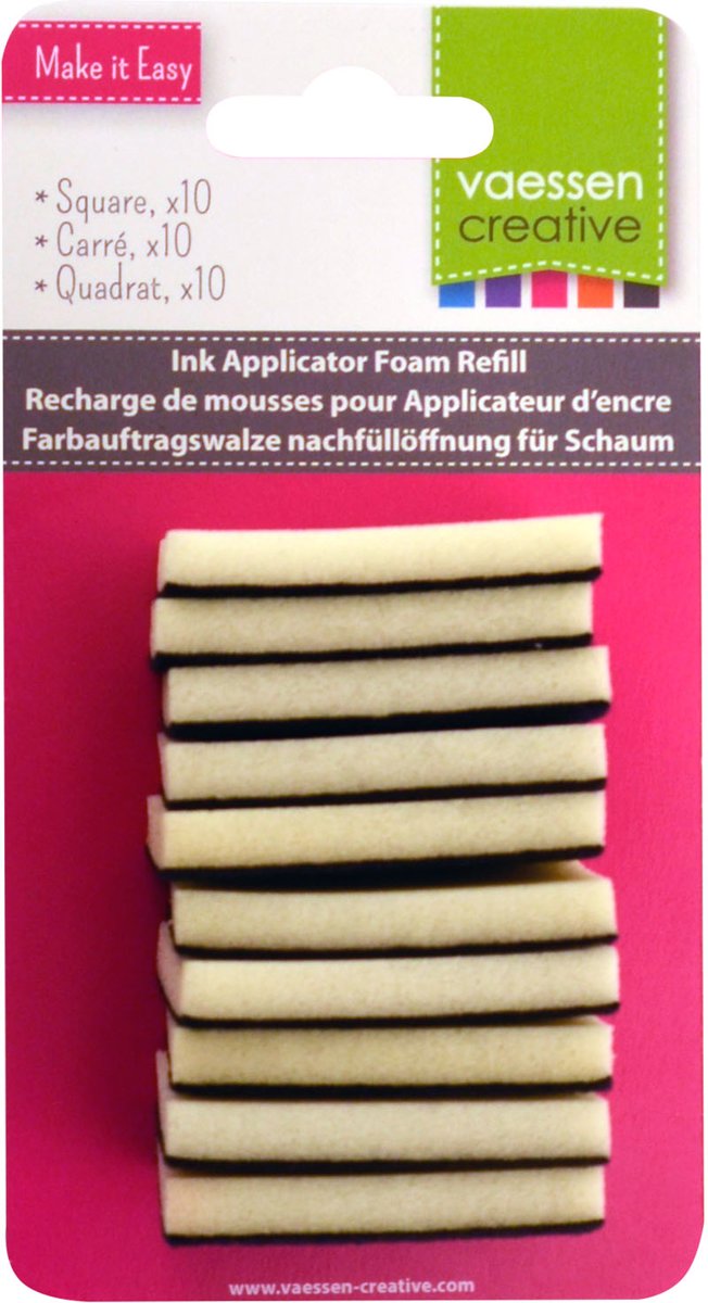 Vaessen Creative Ink Applicator Reserve Foam Opzetstukjes, Vierkant, 10 stuks