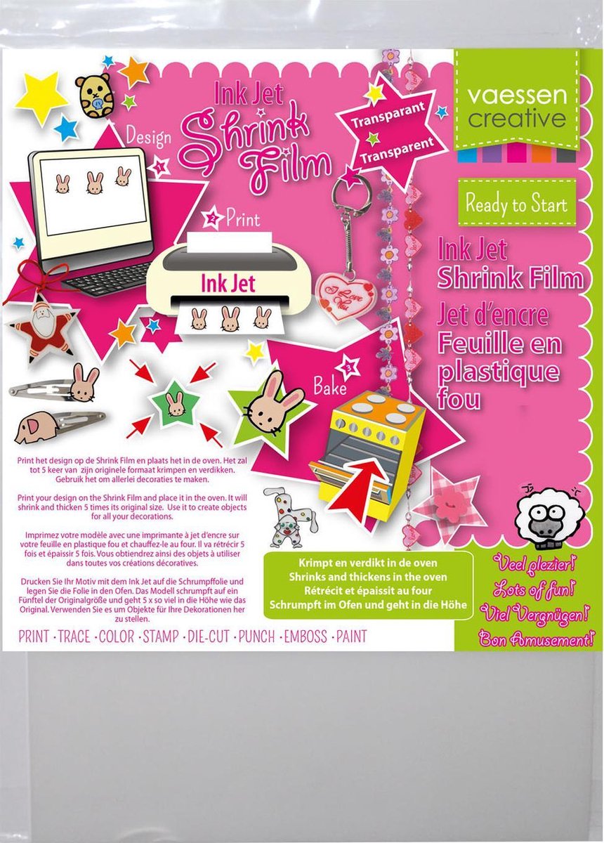 Vaessen Creative Krimpfolie - inkjet - A4 - transparant - 250 st