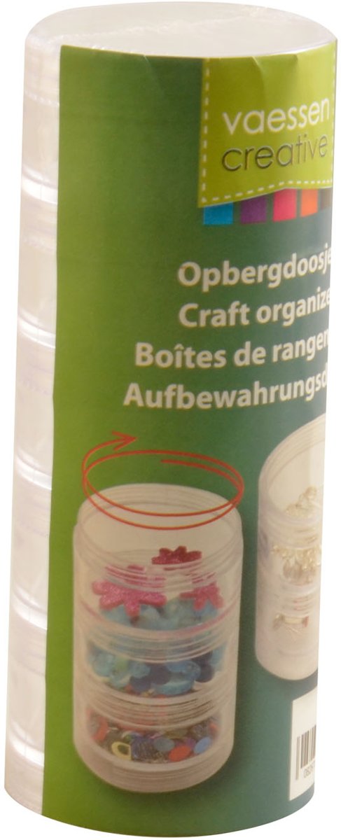 Vijf Stapelbare Opbergdozen voor Knutselspullen, Steentjes, Pixels, Diamonds of Sieraden
