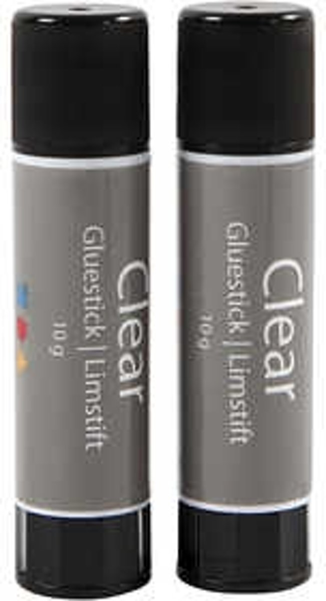 Transparante lijmstift,  10 gr, rond, 2stuks