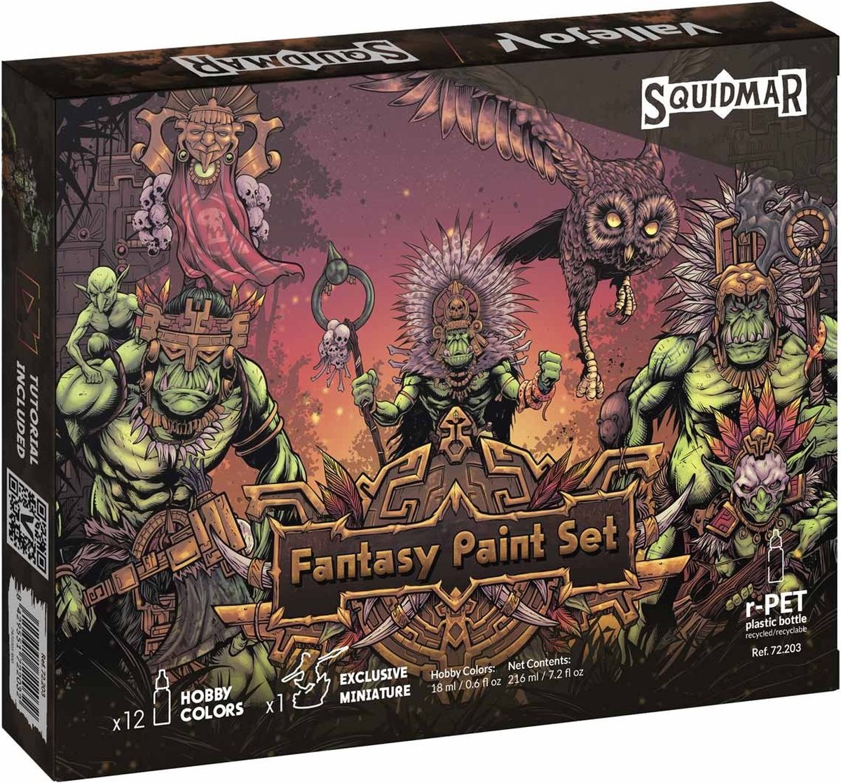 Fantasy Paint Set by Squidmar - Vallejo - 12 verfjes - 12 kleuren - 1 miniatuur - gratis handleiding