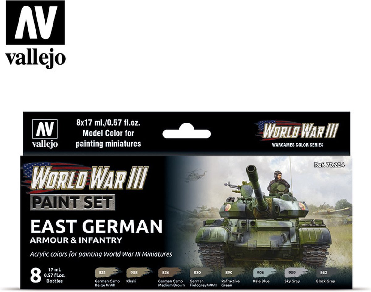 Model Color - WWIII East German Armour & Infantry Set - Vallejo - VAL-70224