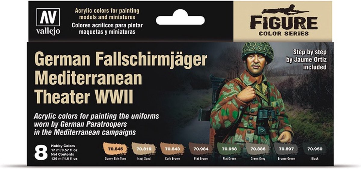 Vallejo 70188 German Fallschirmjaeger Mediterranean Theater WWII - Acryl Set Verf set