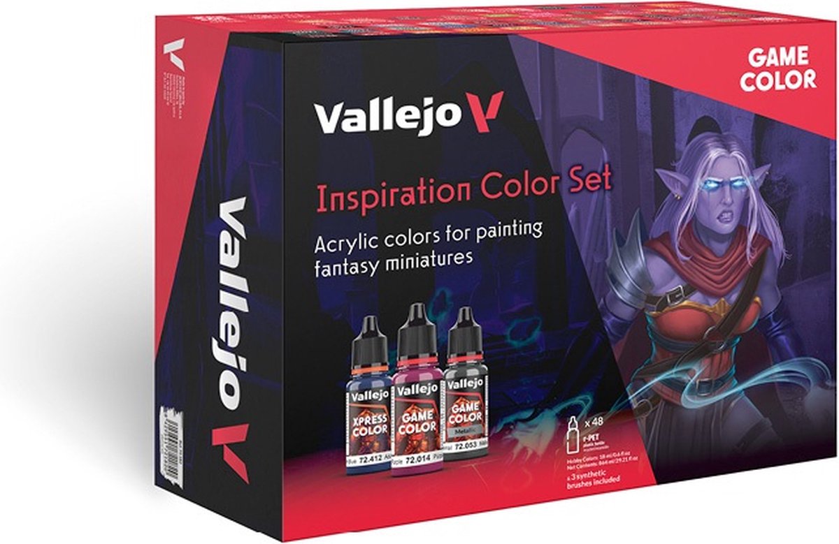 Vallejo 72182 Game Color - Inspiratie kleurenset - Acryl Set - 48x18ml+Penselen+Handleiding Verf set