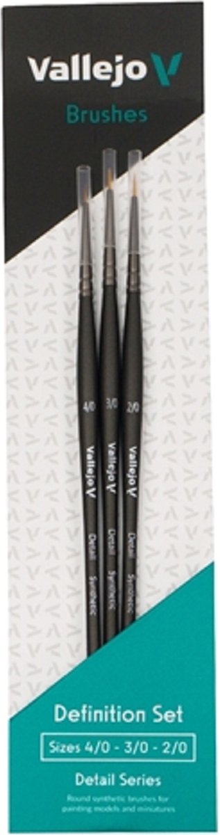 Vallejo B02990 Definition Set - Brushes - Size 4/0 - 3/0 - 2/0 Pense(e)l(en)