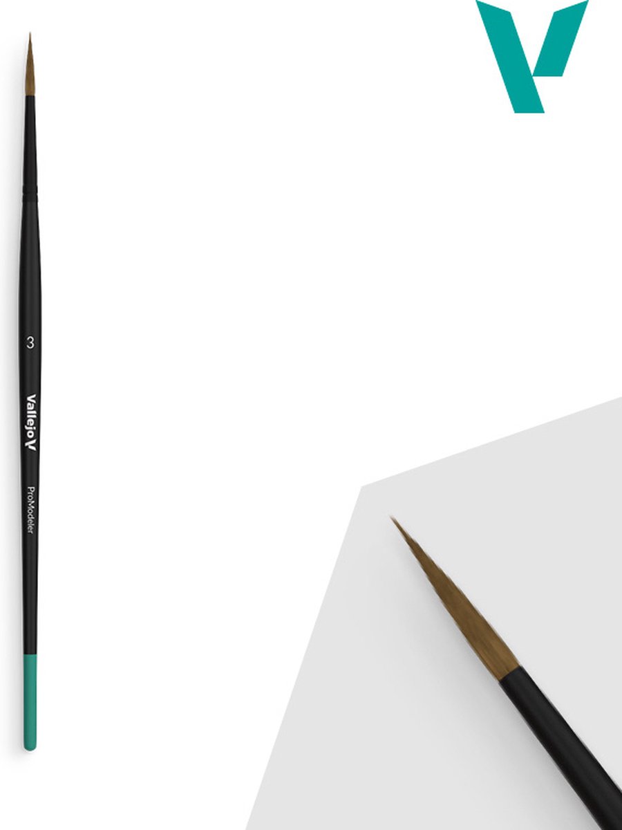 Vallejo Hobbypenseel - VALB01003 Natuurlijke Haar Ronde Penseel Nr 3 Penseel