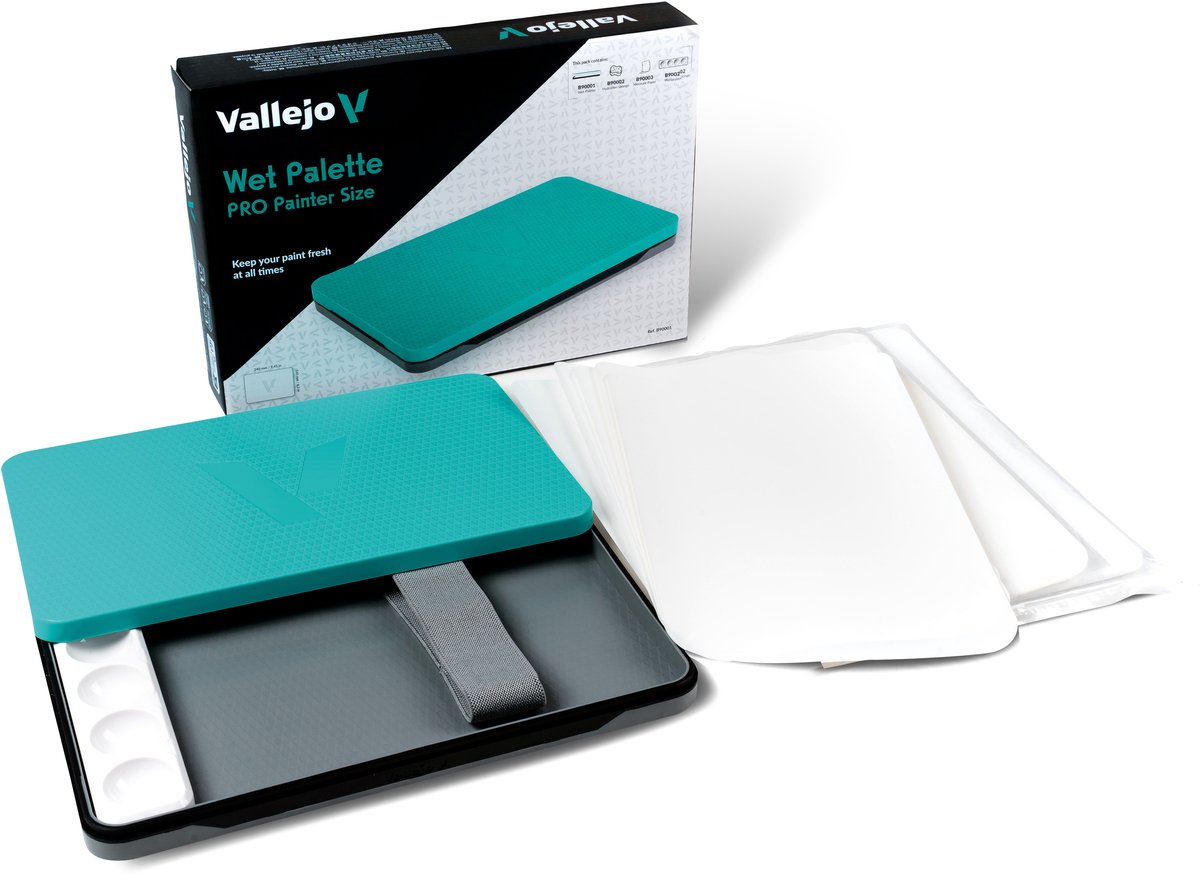 Vallejo Hobbyverf - B90001 Wet Palette Pro Painter met 2 Hyrdratiesponzen en 30 Vasthoudend Papier - A5 Formaat Verf set