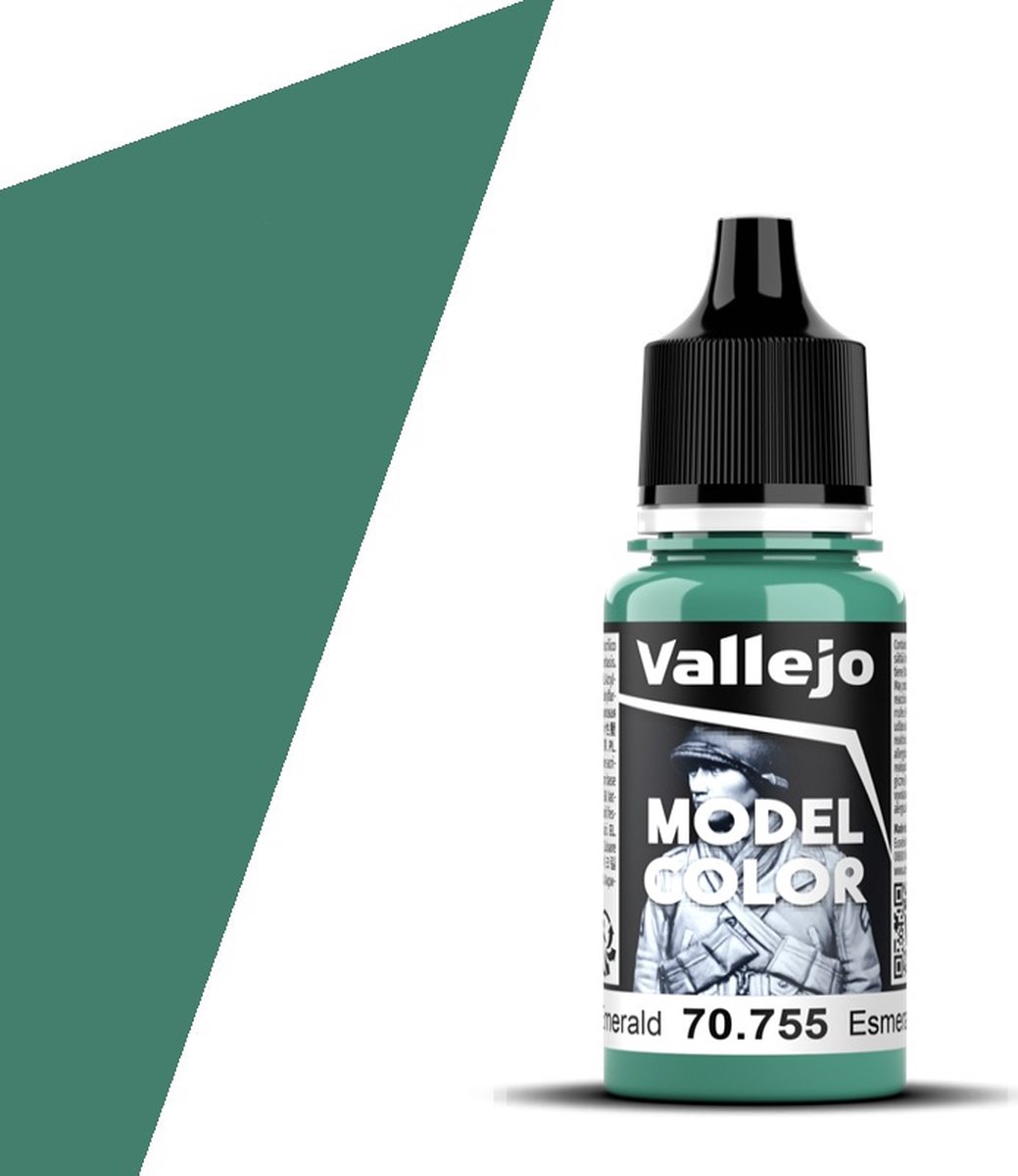 Vallejo Hobbyverf Acrylverf - 70755 Model Color - Light Emerald - Acryl - Verf flesje - 18 ml