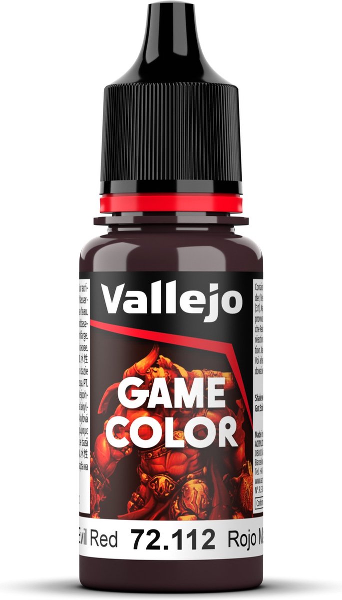 Vallejo Hobbyverf Acrylverf - 72112 Game Color - Evil Red - Acryl - Verf flesje - 18 ml