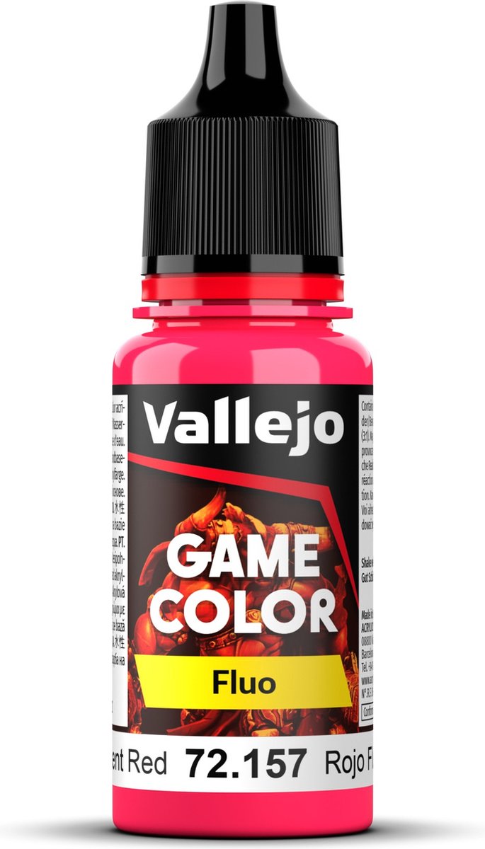 Vallejo Hobbyverf Acrylverf - 72157 Game Color - Fluorescent Red - Acryl - Verf flesje - 18 ml