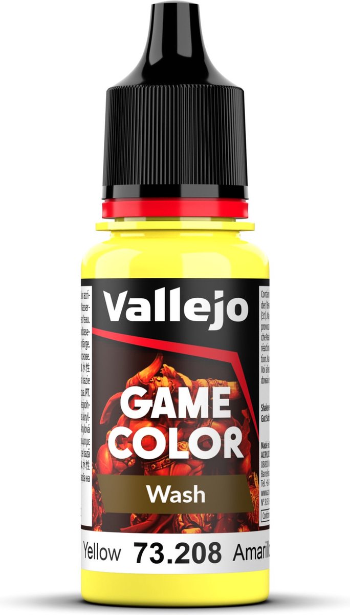 Vallejo Hobbyverf Acrylverf - 73208 Game Color Wash - Yellow - Acryl - Verf flesje - 18 ml