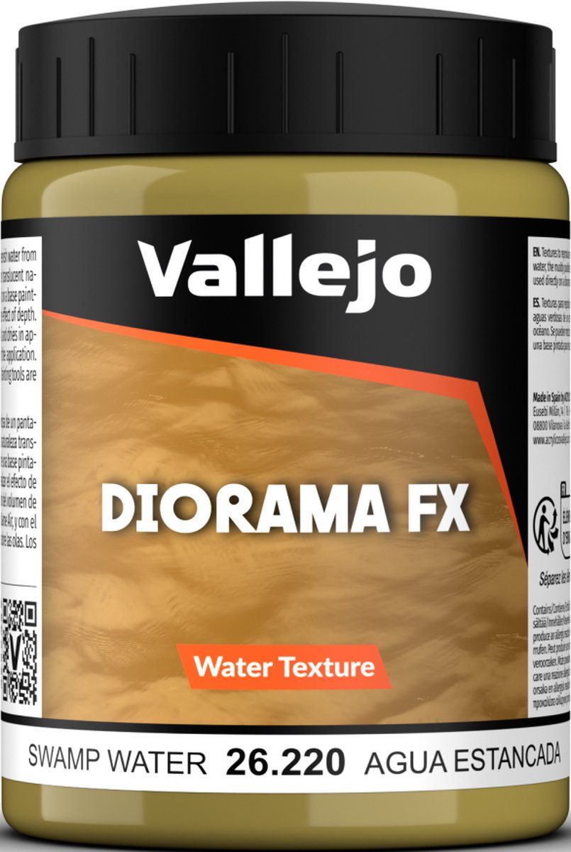 Vallejo Modelbouwdecoratie - 26220 Water Textures 220 - Moeraswater - 200ml Effecten potje