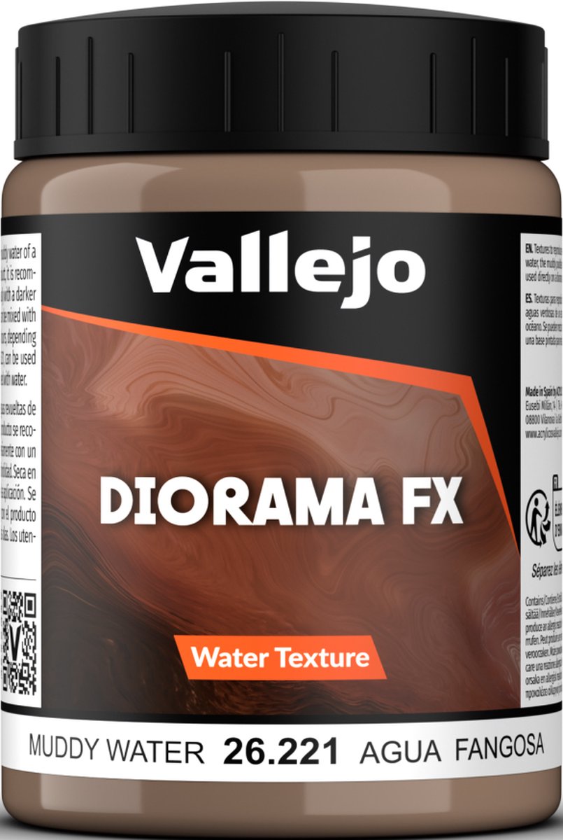 Vallejo Modelbouwdecoratie - 26221 Water Textures 221 - Modderig Water - 200ml Effecten potje
