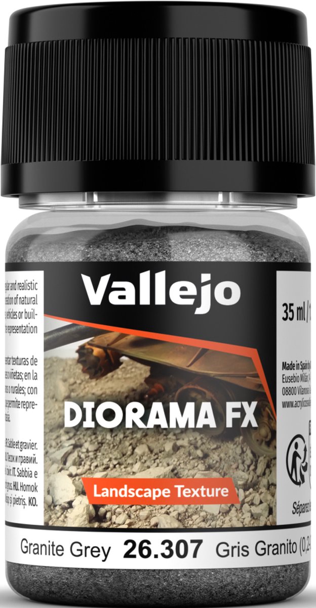 Vallejo Modelbouwdecoratie - 26307 Landscape Textures 307 - Graniet Grijs 0,2-0,6 mm - 35ml Effecten potje