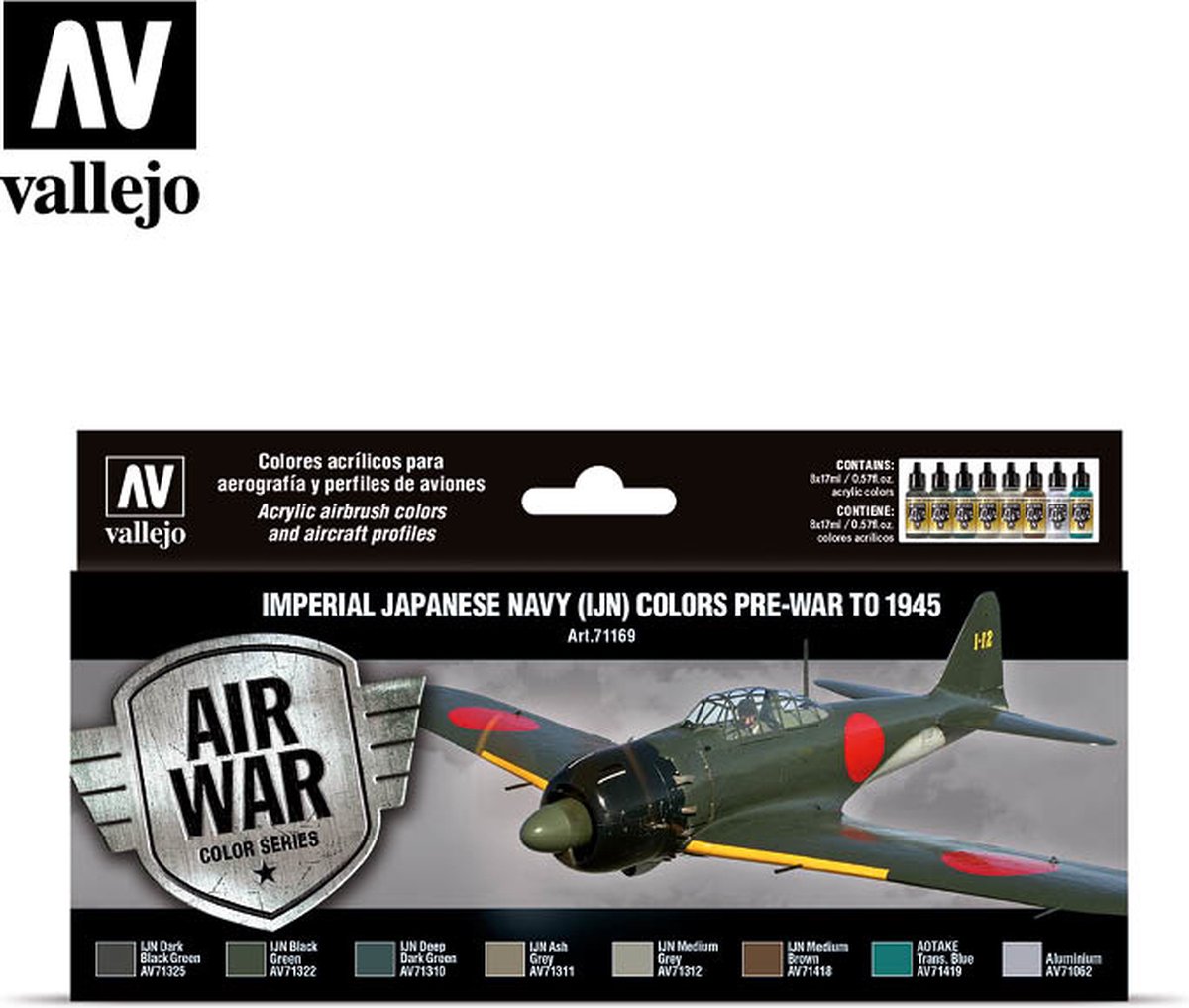 Vallejo val71169 - Model Air - Imperial Japanese Navy (IJN) colors pre-war to 1945 Set 8 x 17 ml