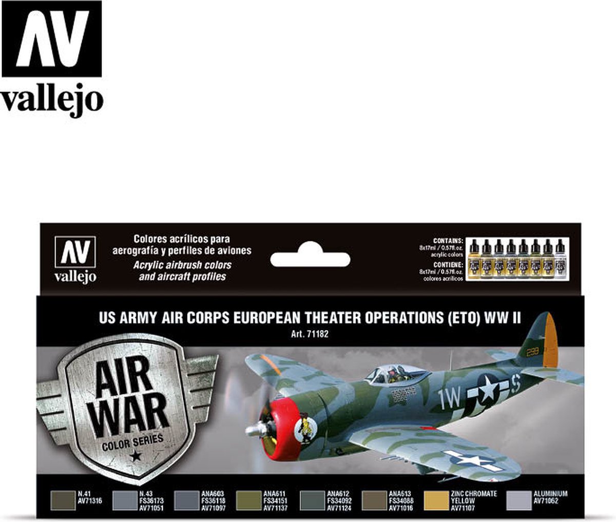 Vallejo val71182 - Model Air - US Army Air Corps European Theater Operations (ETO) WWII Set 8 x 17 ml