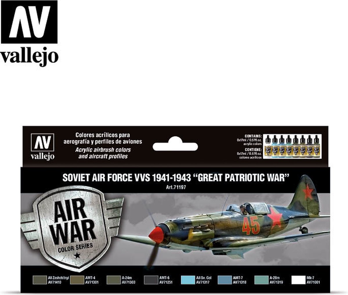 Vallejo val71197 - Model Air - Soviet Air Force VVS 1941 to 1943 Great Patriotic War Set 8 x 17 ml