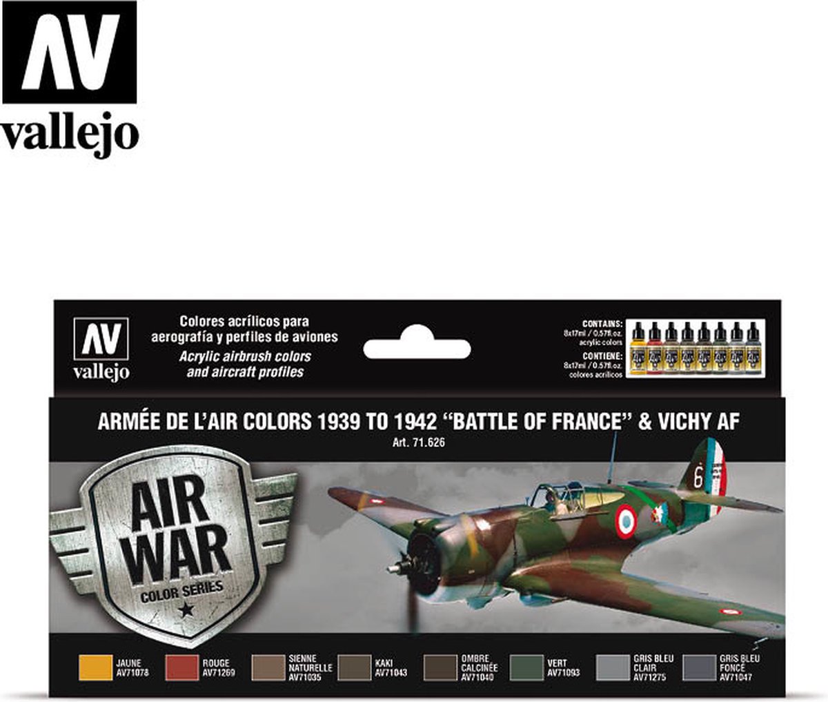 Vallejo val71626 - Model Air - Armée De L’Air Colors 1939-1942 Battle Of France & Vichy 8 x 17 ml