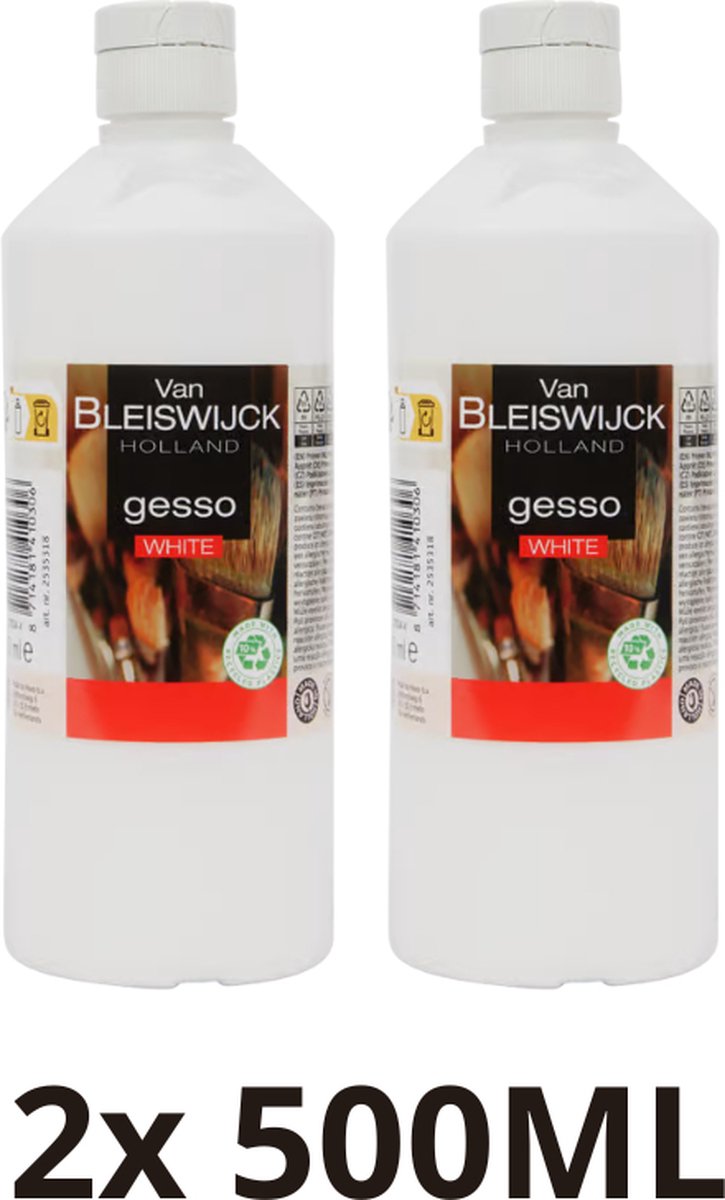 Van Bleiswijck - gesso white - wit - primer - set van 2 stuks - 2 x 500ml