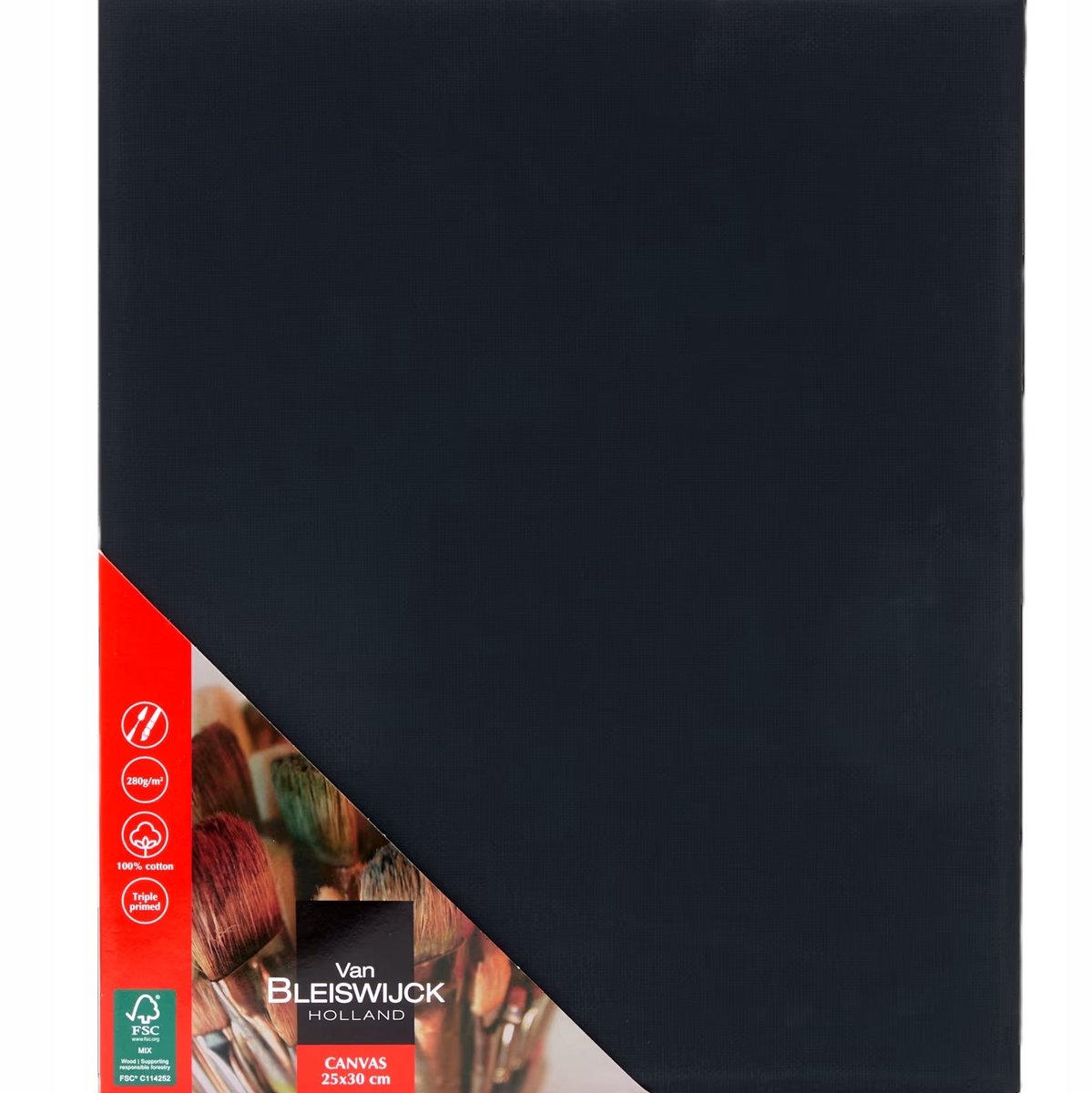 Van Bleiswijck Zwart Schilderdoek 25x30 cm - Drievoudig Gegrond
