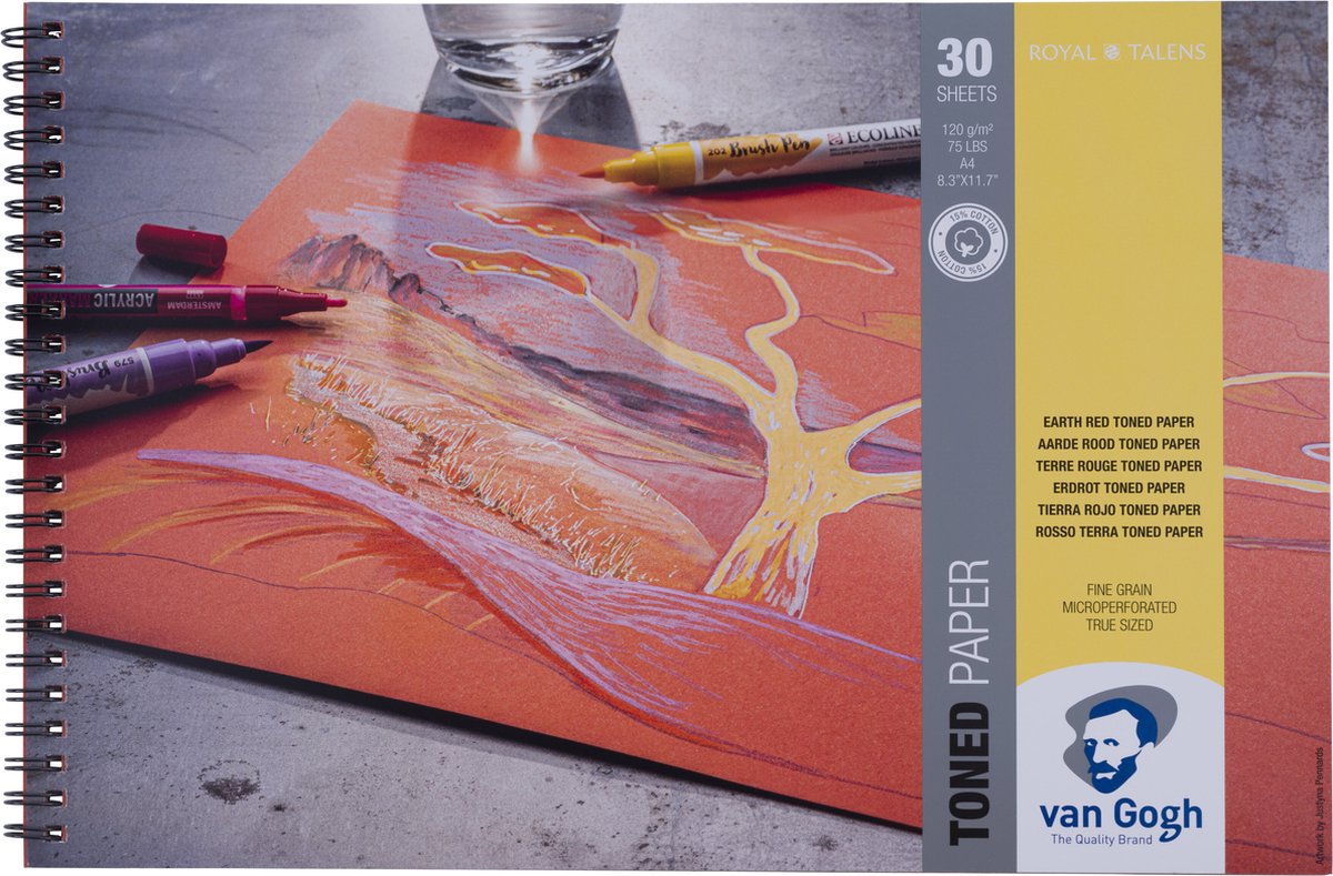 Van Gogh Aarderood Toned Paper - 30 vellen, formaat 29.7 x 21 cm (A4)