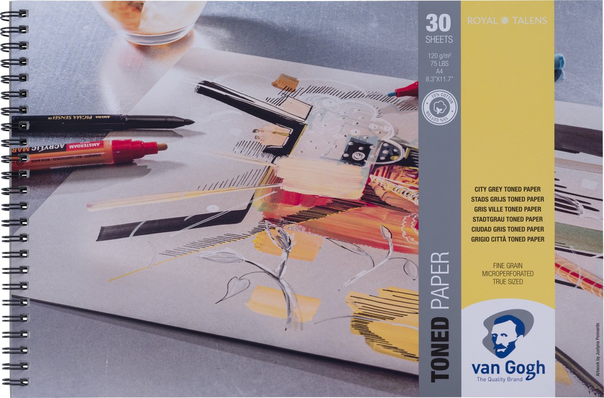 Van Gogh Stadsgrijs Toned Paper - 30 vellen, formaat 29.7 x 21 cm (A4)
