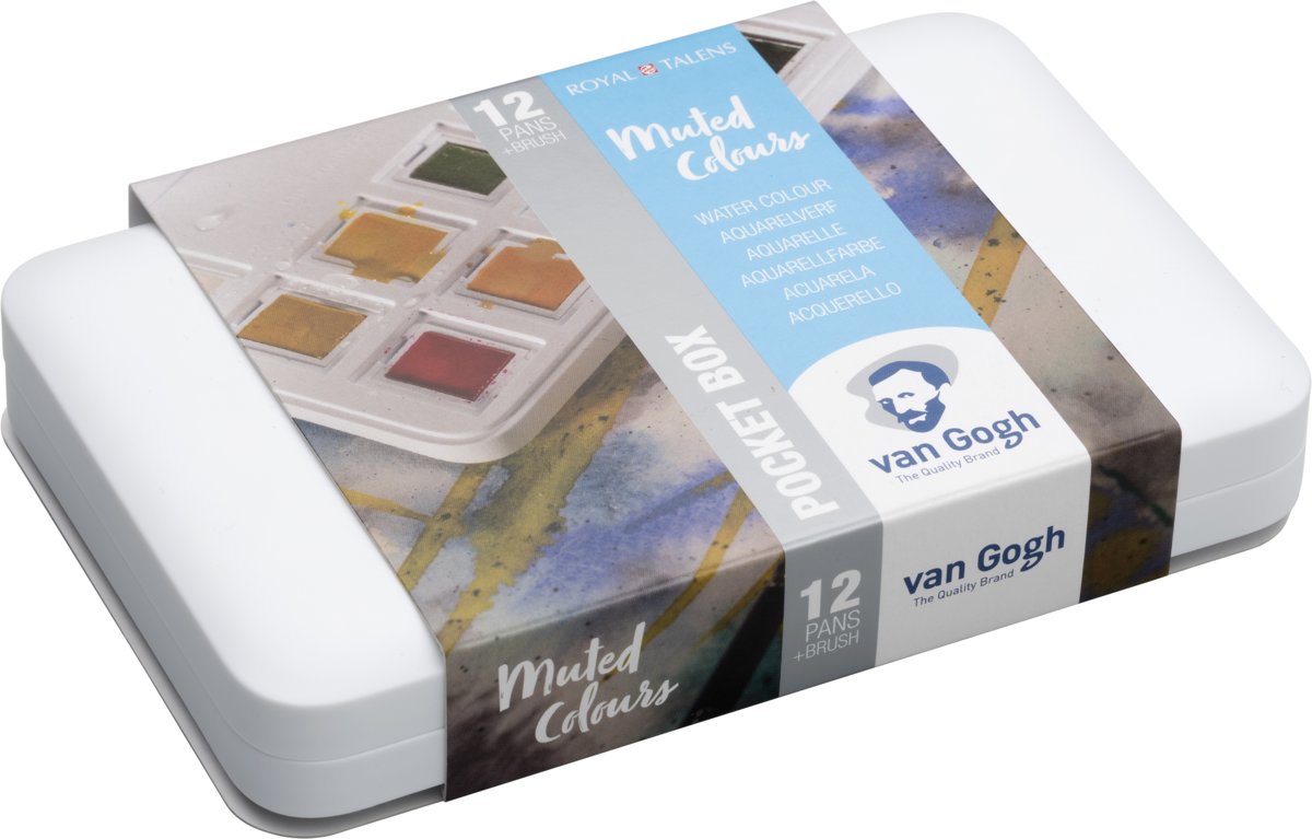 Van Gogh aquarel 12 napjes met penseel - gedempte kleuren