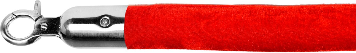 Afzetkoord - Velours - RVS-sluiting zilver (geborsteld) - Fris rood