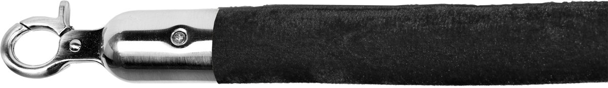 Afzetkoord - Velours - RVS-sluiting zilver (geborsteld) - Zwart