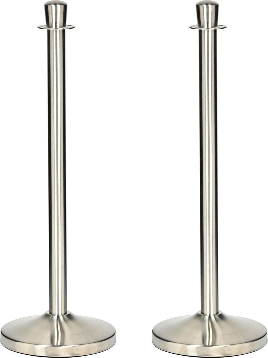 Afzetpaal - Set van 2 - Grandeur - RVS geborsteld zilver