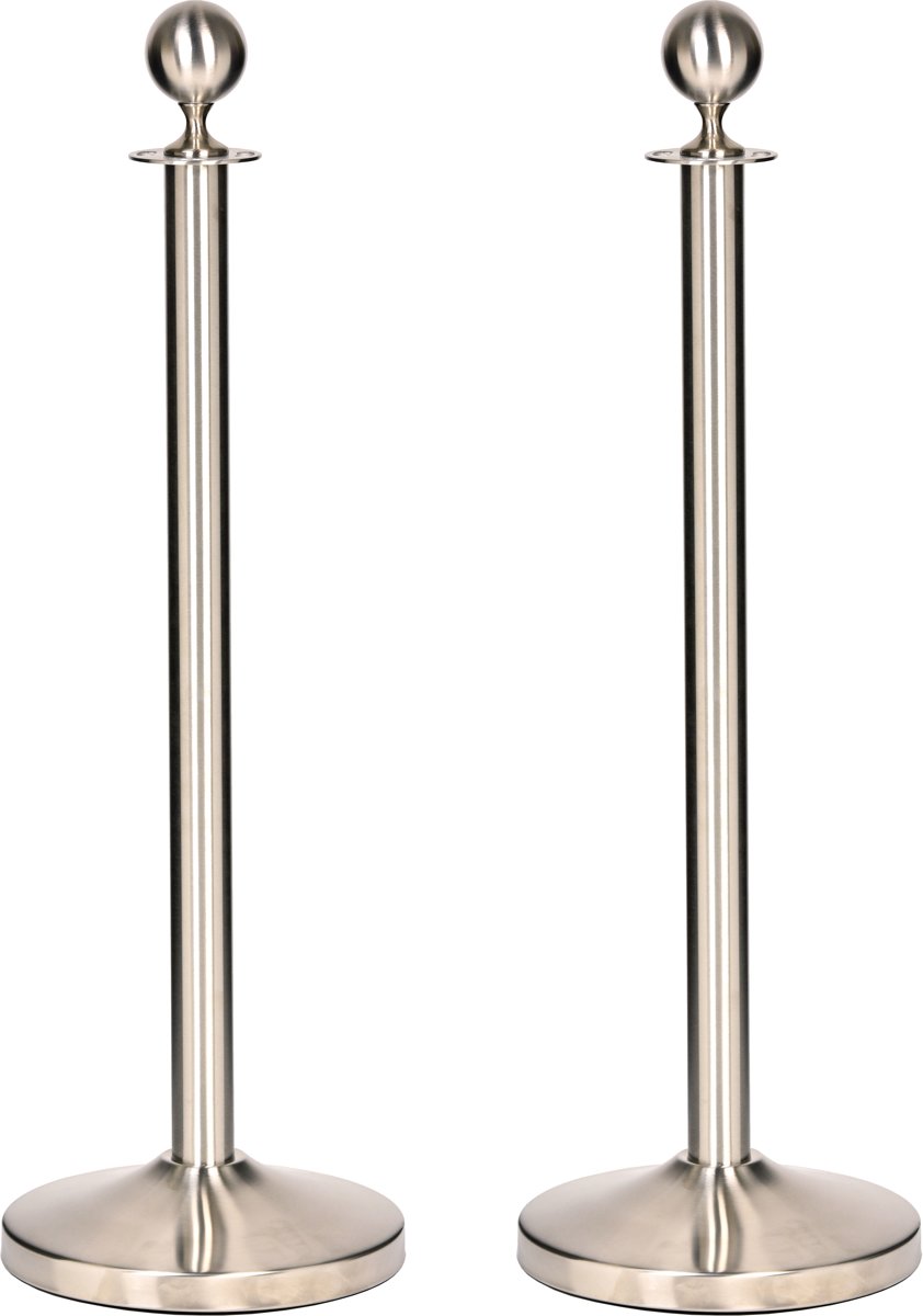 Afzetpaal - Set van 2 - Noblesse - RVS geborsteld zilver