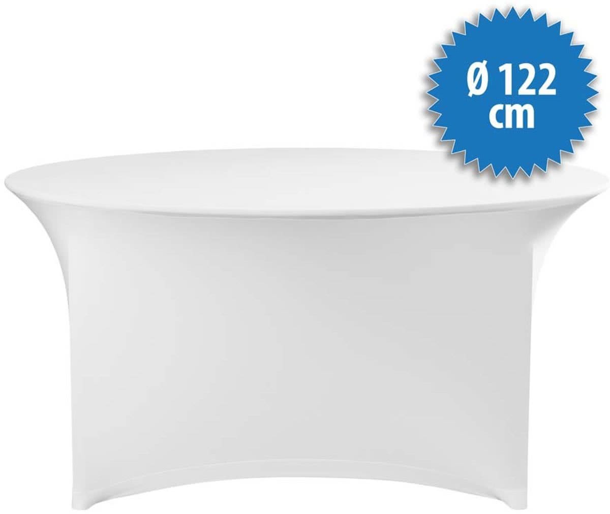 Tafelrok Stretch incl. topcover Ø122, kleur wit
