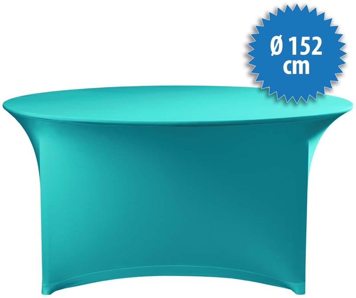 Tafelrok Stretch Ø 152 cm incl. topcover, kleur turkoois