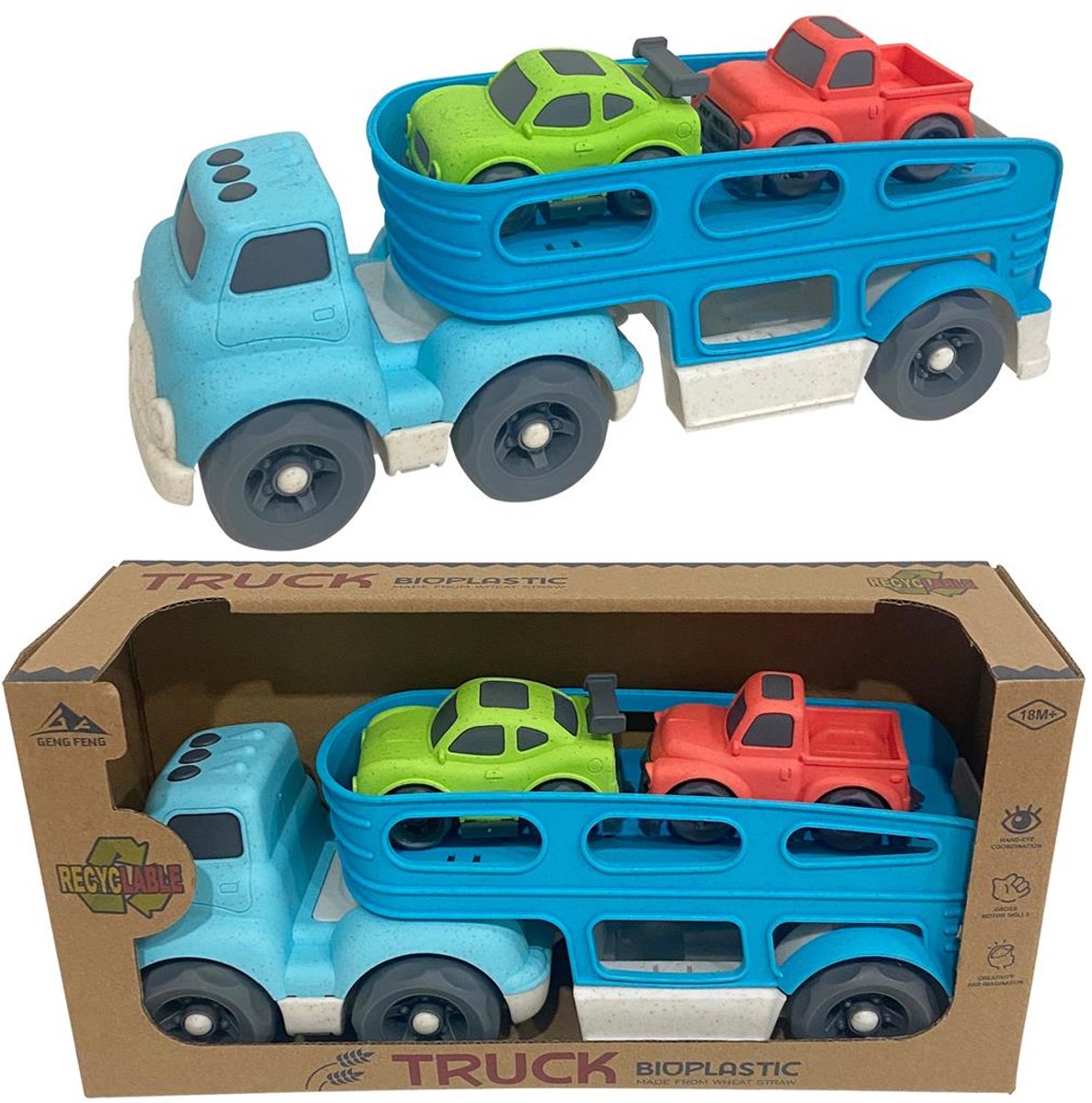 Autotransporter met 2 autootjes Bioplastic