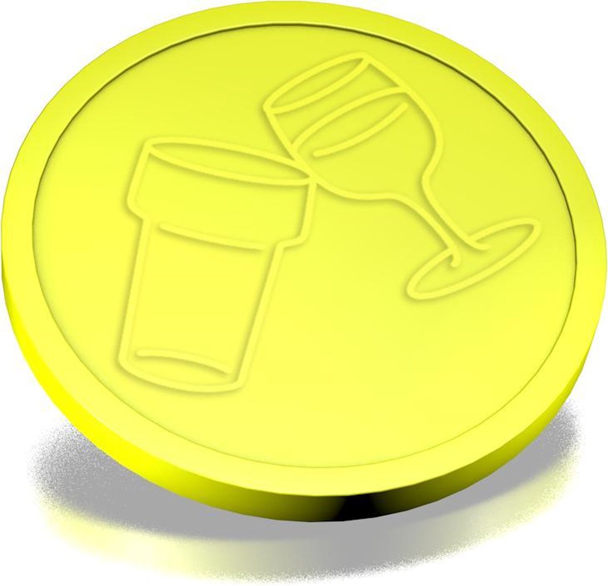 Reliëfmunten Bier en Wijn 29mm / Consumptiemunten / Betaalmunten (per 250 stuks) - FLUOR GEEL