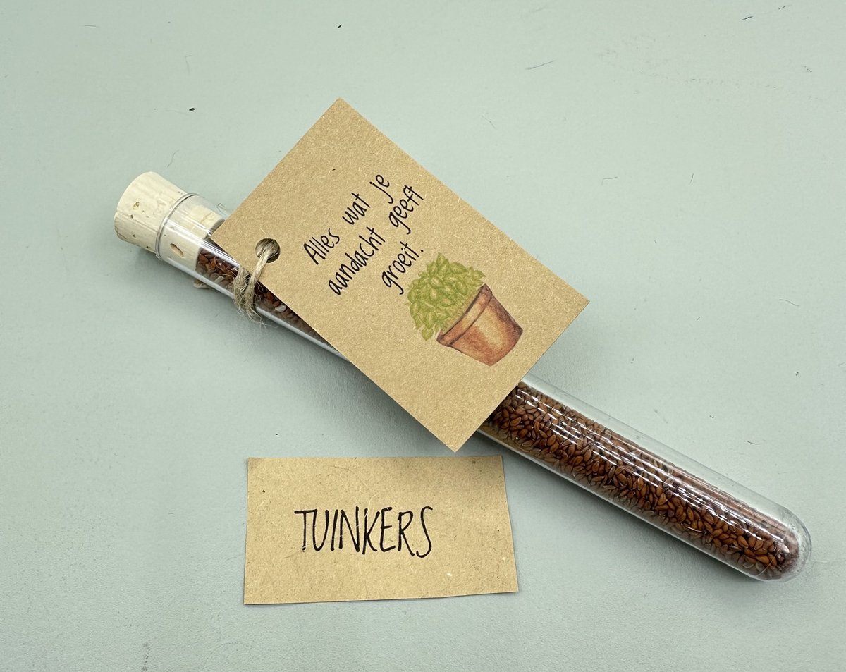 10 stuks alles wat je aandacht geeft groeit, Uitdeelkadootjes,Tuinkers, kleine kadootjes, gezond, kleine attentie,reageerbuis kadootje,groen,