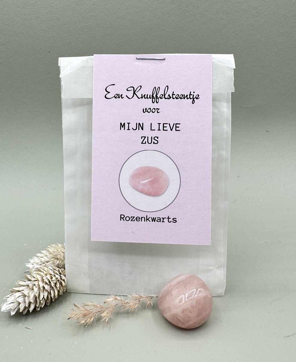 Een knuffelsteen voor mijn lieve zus/ rozenkwarts/ edelsteen, familie, knuffel, liefde, vriendschap