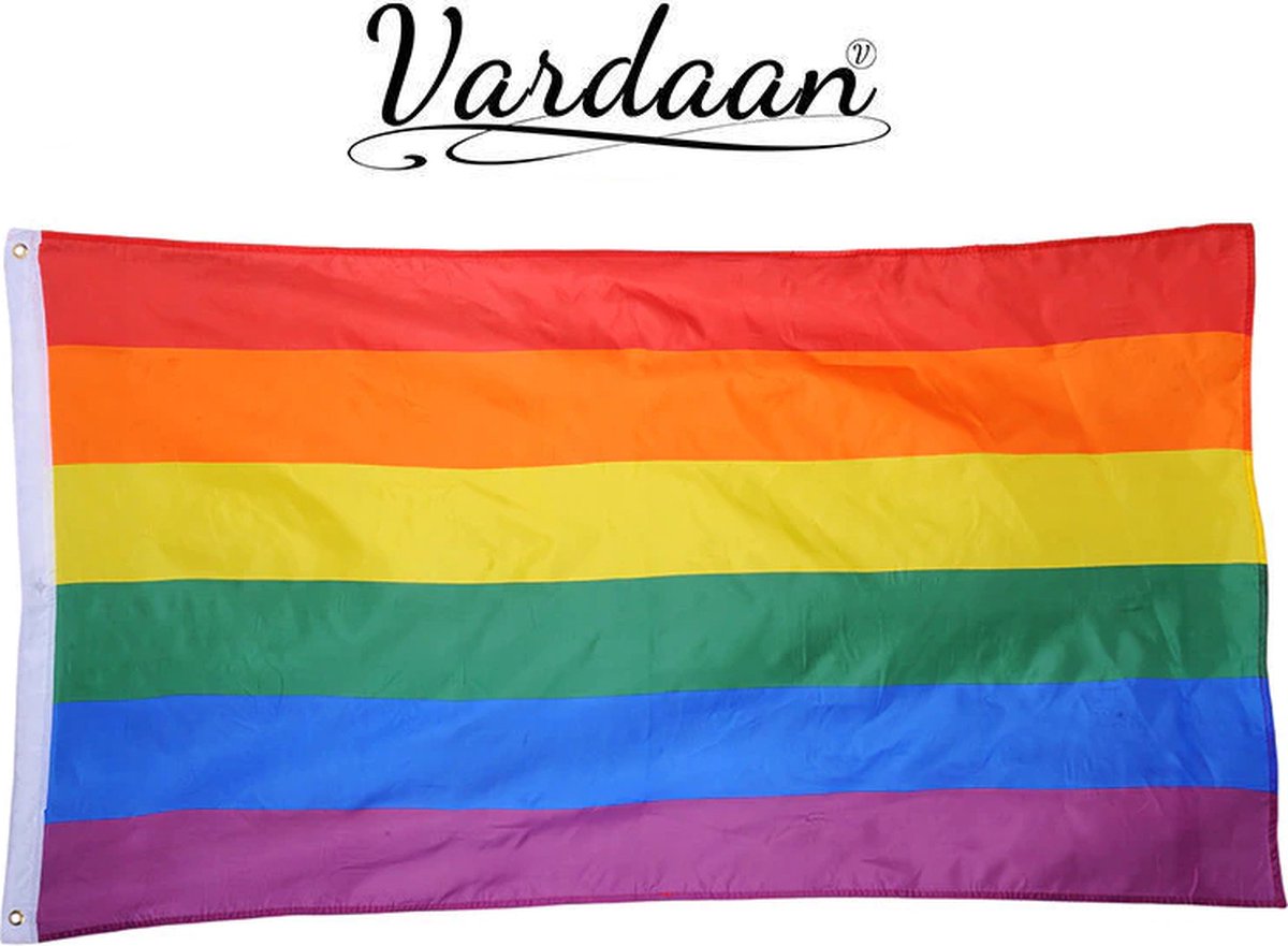 Regenboog Vlag - Pride Vlag - Symbool Voor LBGTQ - Gay Pride Vlag - Geschenkidee - Coming Outdag - Vardaan Regenboogvlag - Professionele Pride Vlag - Hoogwaardige Kwaliteit - 90 X 150 CM