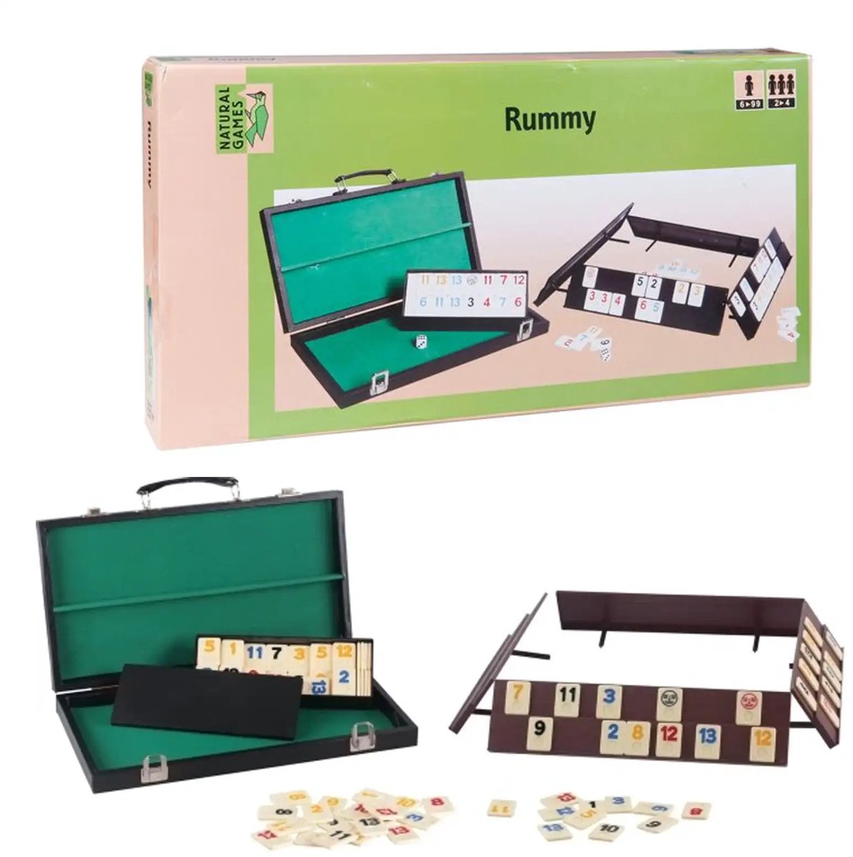 Natural Games Rummy in koffer - 106 stenen - Travel - 2 tot 4 spelers