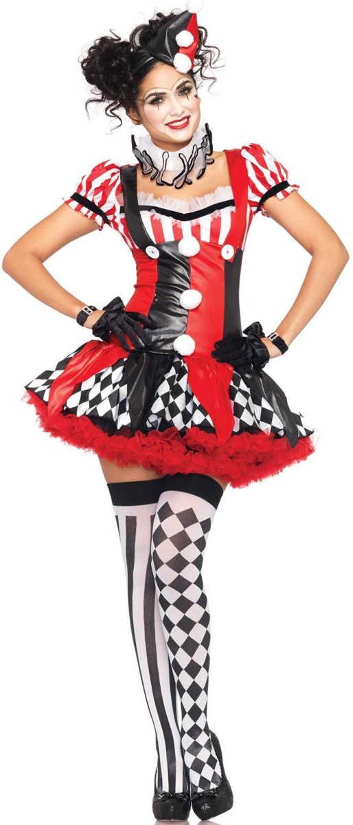 Harlekijn jurkje met kraag, hoed