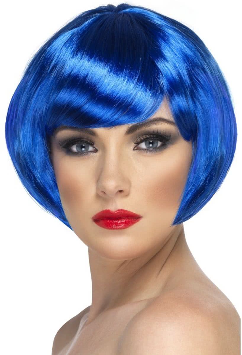 Korte blauwe pruik voor vrouwen -   - One size