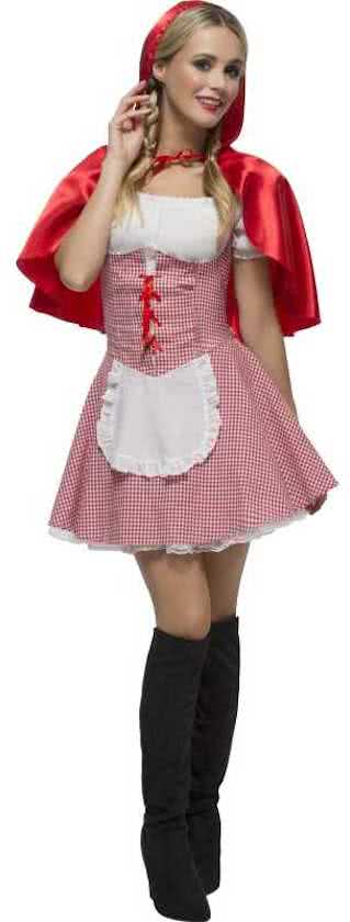 Roodkapje Kostuum jurkje met rode cape - maat 40-42
