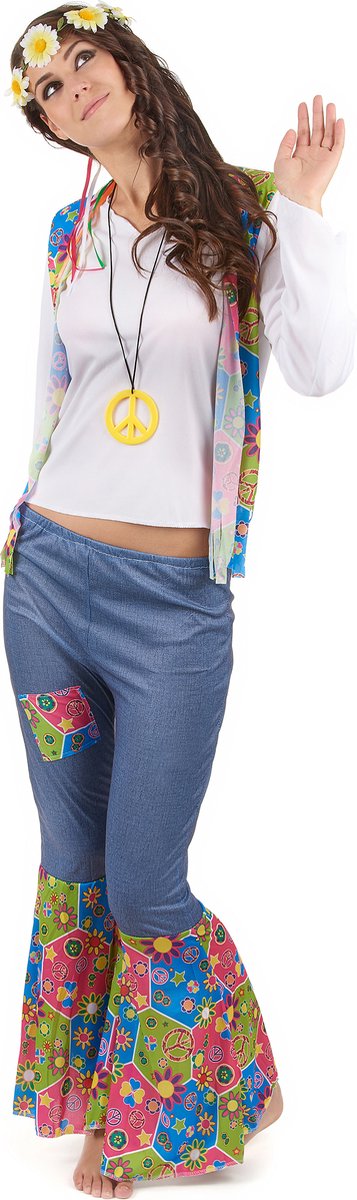  - Driekleurig Flower Power hippie pak voor vrouwen