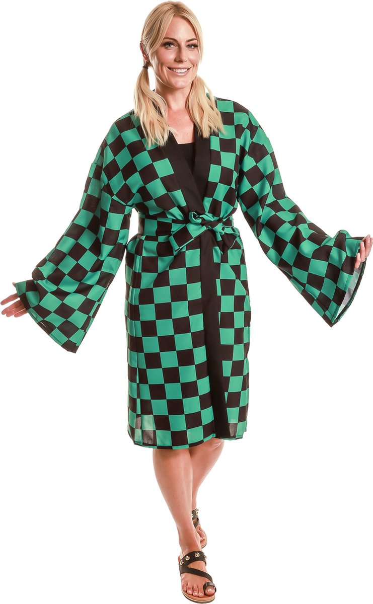   - Geruit manga-kimonokostuum voor volwassenen