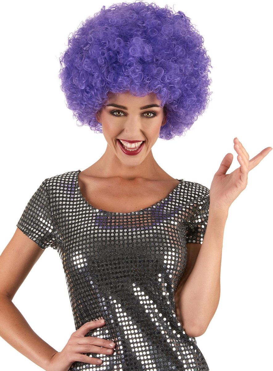  - Paarse disco pruik voor volwassenen - Comfort - Fluo - One Size