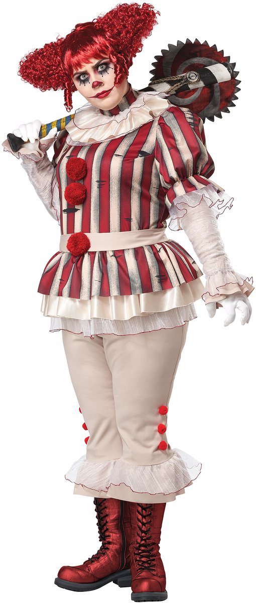   - Plus size psycho clownskostuum voor dames