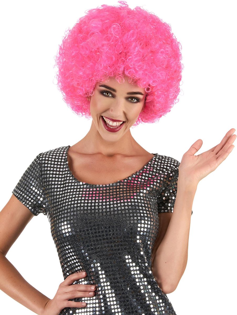   - Roze disco pruik voor volwassenen - Comfort - Gekleurd - One Size