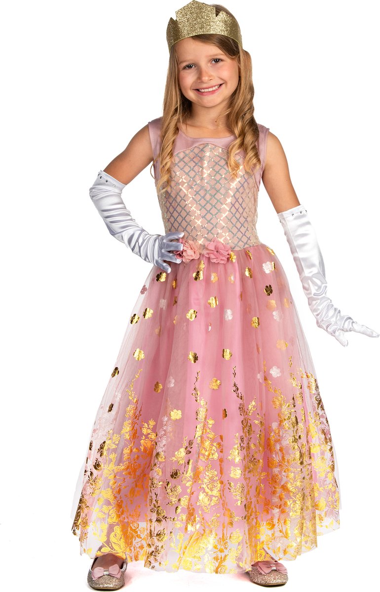   - Roze prinses gouden meisje vermomming