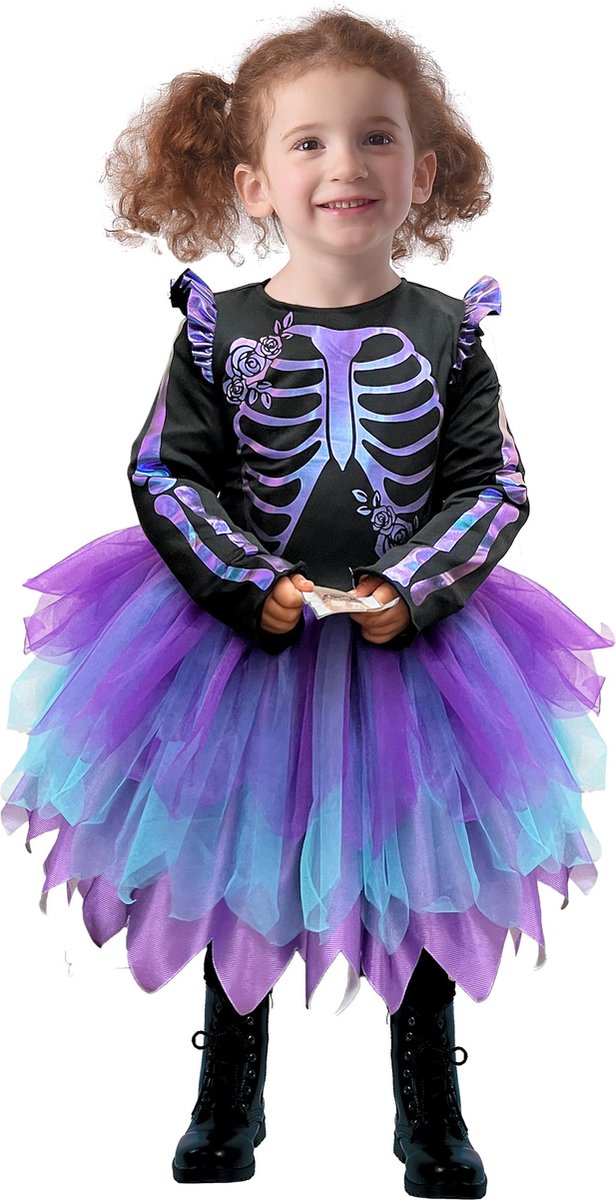  - Skeletkostuum glanzende paarse tutu voor meisjes