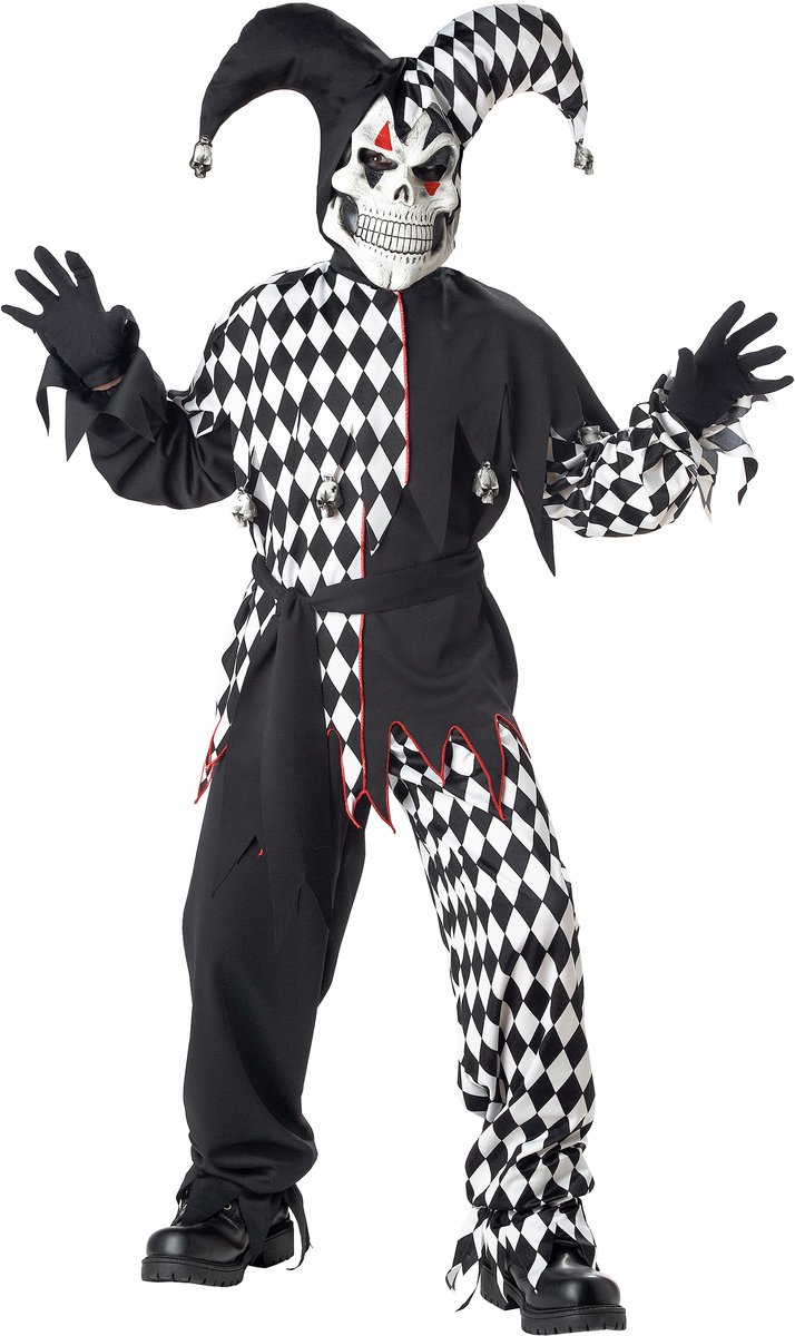   - Zwart-wit boos jokerkostuum voor kinderen